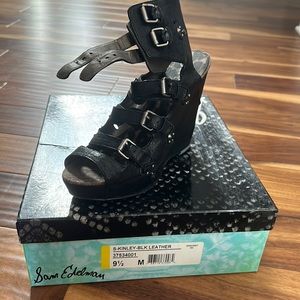 Sam Edelman Kinley Leather Wedges, Black size 9.5